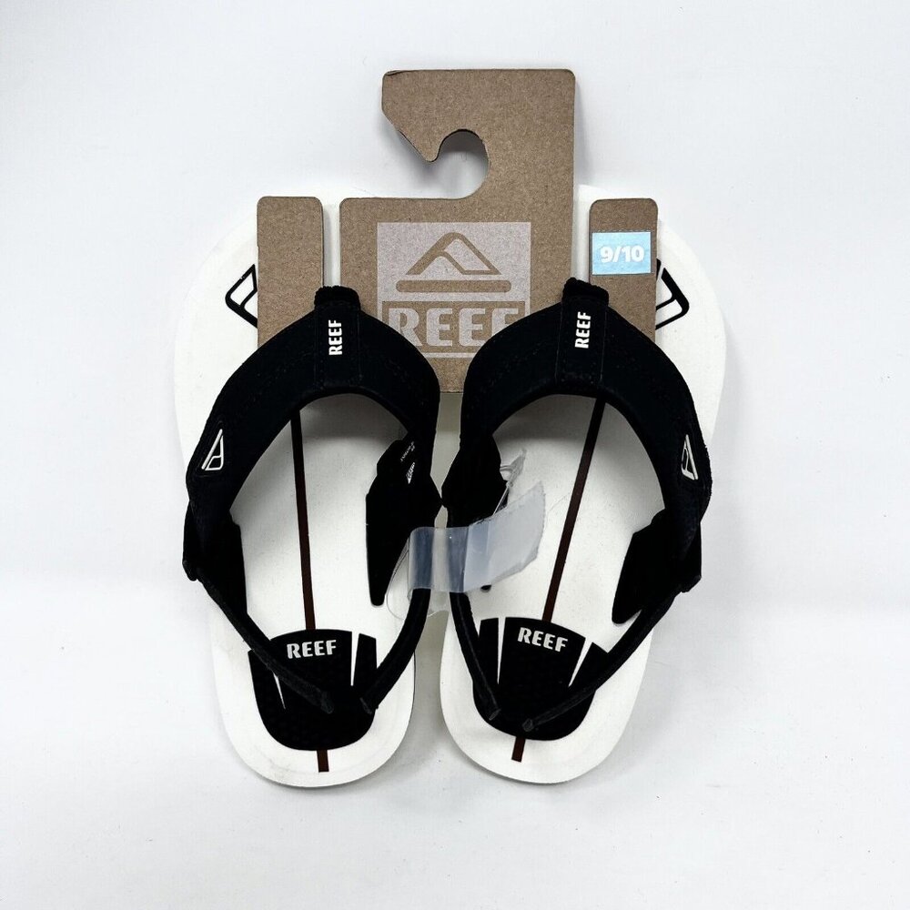 Reef Flip Flops Toddler Size 9/10 Black & White Rear Strap Little Shaper NWT
